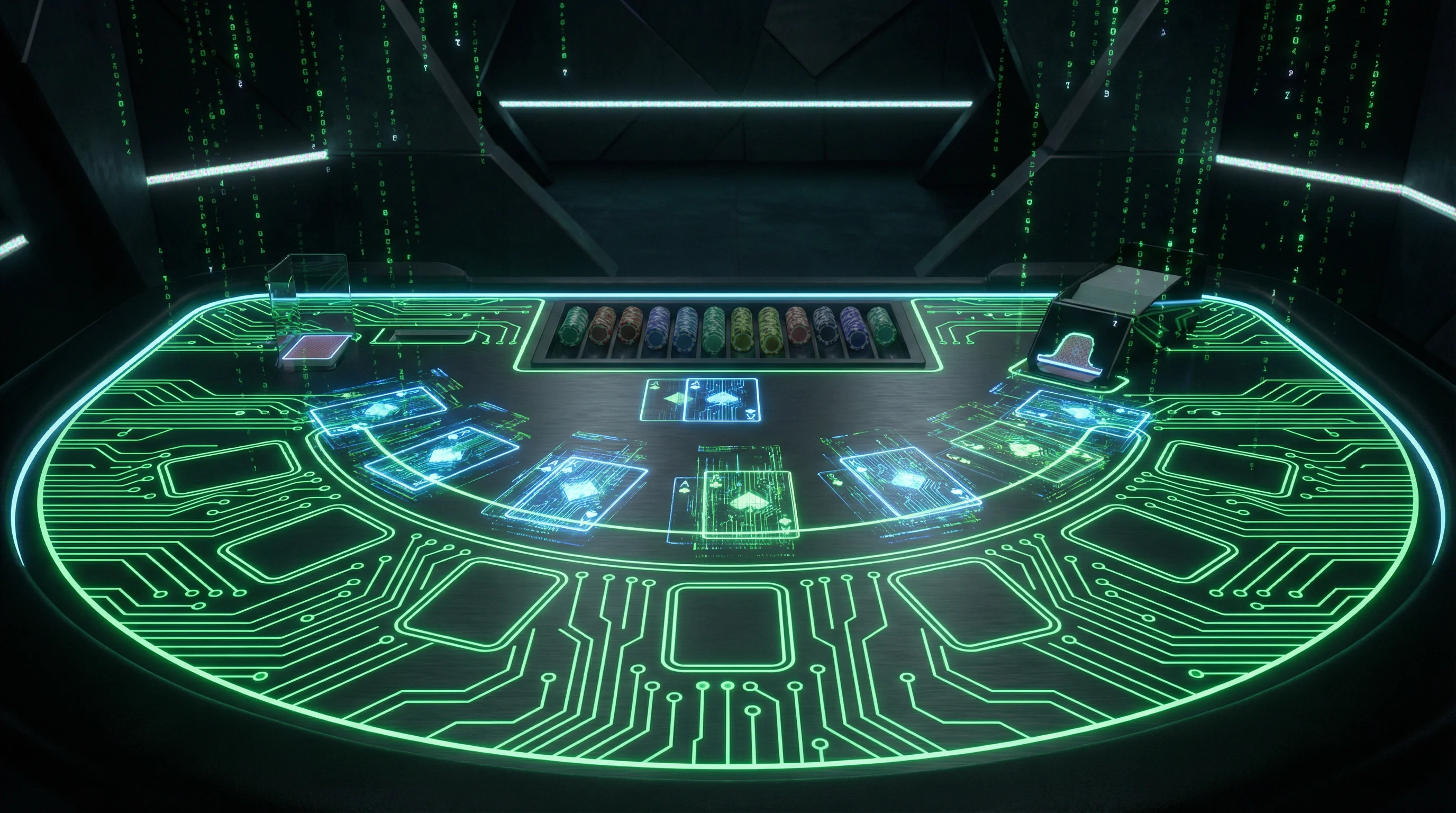 Mesa de blackjack digital com design cyberpunk no brlbet